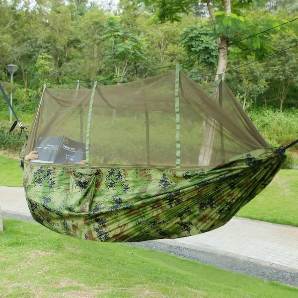 Unbranded Portable Hammock with Mosquito Net, Straps-Double  Hammock Tent Load 2-Person in Army Green OGSA10017
