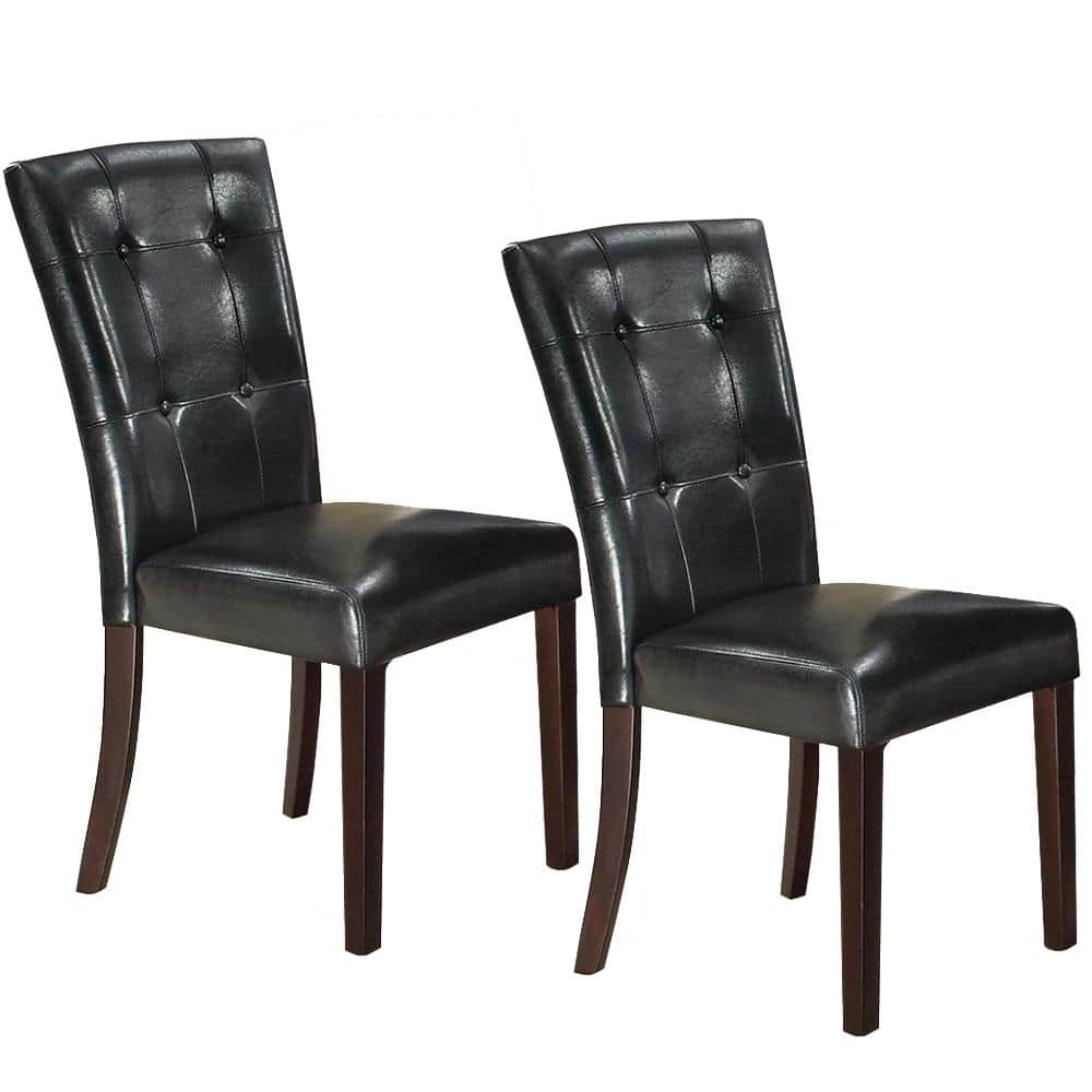 leather button dining chairs