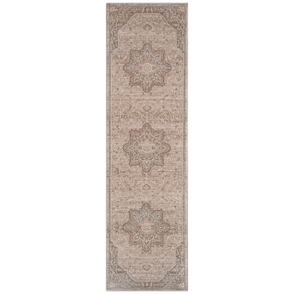 Solara Ivory 2 ft. x 8 ft. Medalion Runner Rug