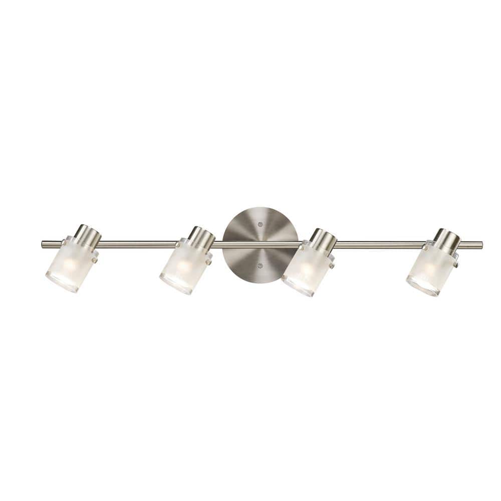 Cole 29 in. 4-Light Brushed Nickel Track Lighting Fixture with Frosted Glas