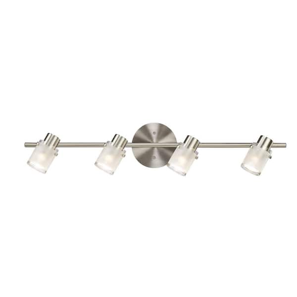 Unbranded Cole 29 in. 4-Light Brushed Nickel Track Lighting Fixture with Frosted Glass Shades
