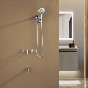Elegant Triple Handles 5 -Spray Shower Faucet 1.8 GPM with Adjustable Handheld and Easy to Install in. Brushed Nickel