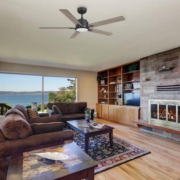 Essex 52 in. Dimmable LED Indoor/Outdoor Black Smart Ceiling Fan with Light and Remote, Works w/Alexa/Google Home