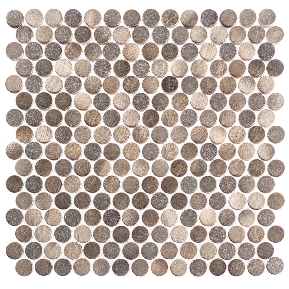 Orb Honey Copper/Gold/Gray 11-4/5 in. x 11-4/5 in. Penny Round Smooth Metal