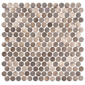Orb Honey Copper/Gold/Gray 11-4/5 in. x 11-4/5 in. Penny Round Smooth Metal Mosaic Wall Tile (4.85 sq. ft./Case)