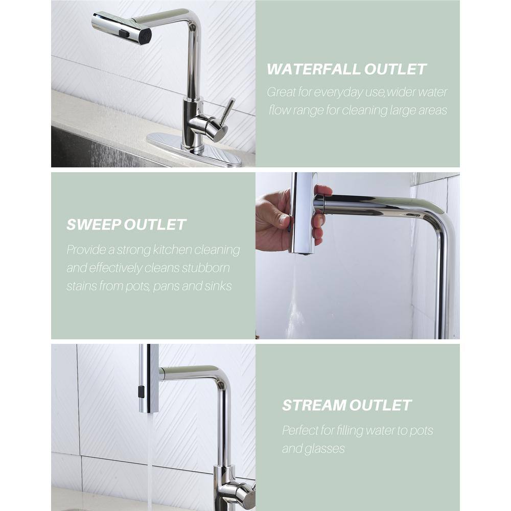 Polished Chrome Single Handle Pull Down Kitchen Faucet
