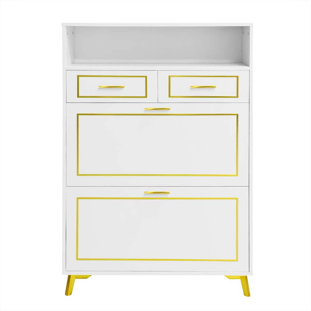Modern 47.2 in. H x 31.5 in. W Wood Shoe Storage Cabinet with 2 Flip Drawer