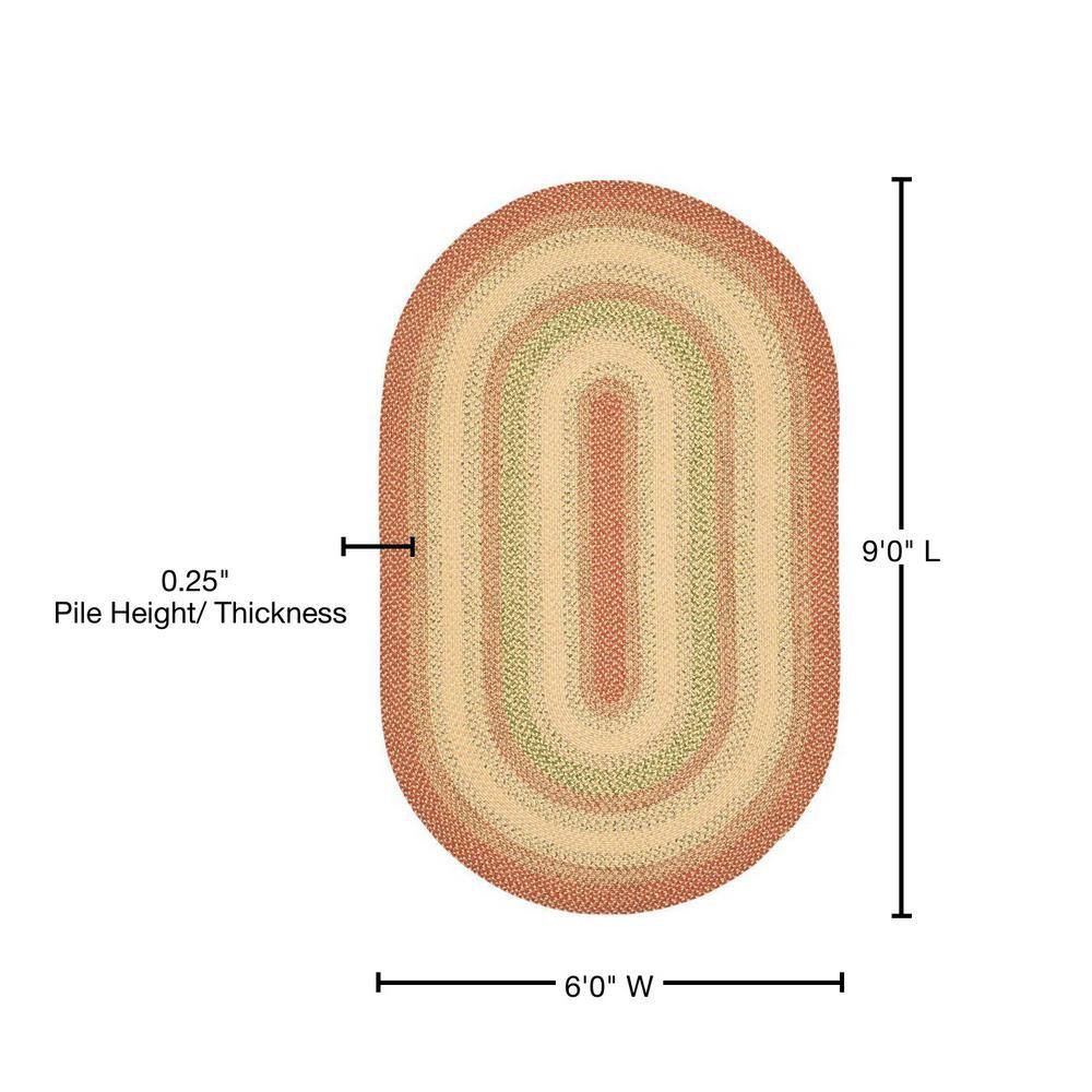 Handwoven Oval Synthetic 6' x 9' Reversible Braided Rug