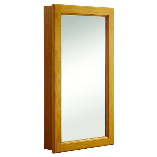 PRIVATE BRAND UNBRANDED Claremont 16 in. W x 30 in. H x 4-3/4 in. D Framed Surface-Mount Bathroom Medicine Cabinet in Honey Oak