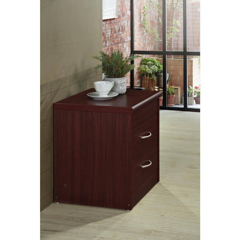 Mahogany 2-Drawer Compressed Wood Nightstand