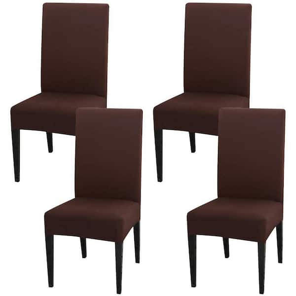 Shatex Coffee Stretch Dining Chair Cover Washable Chair Slipcovers , Set of 4