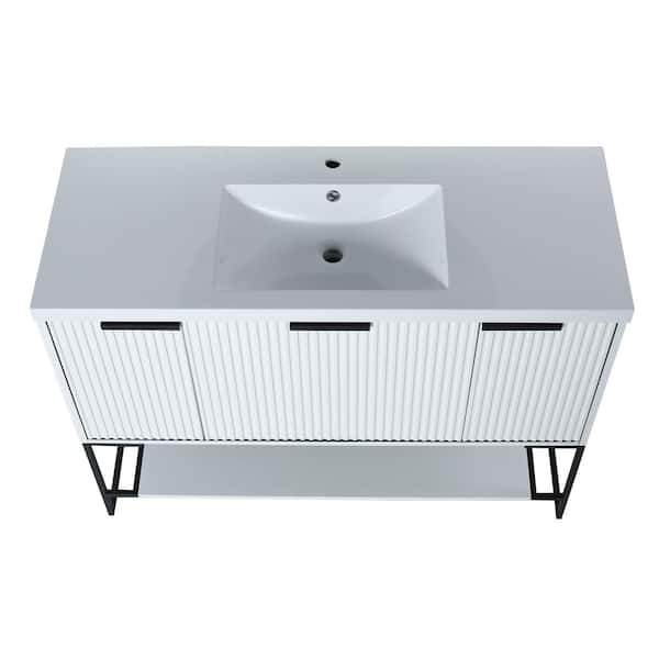Victoria 48 in. W x 18 in. D x 35 in. H Freestanding Modern Design Single Sink Bath Vanity with Top and Cabinet in White
