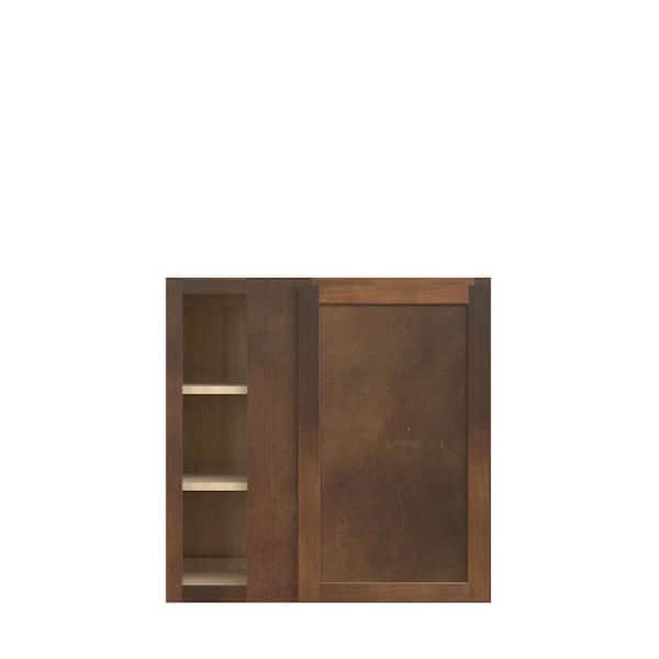 Kunal Kitchens Amherst Shaker 30 in. W x 30 in. H x 12 in. D in Walnut Plywood Assembled Corner Blind Wall Cabinet