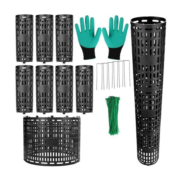 15 in. Black Plastic Tree Guard Tree Protector Expandable Ventilated Plant Support 7-Pack for Saplings