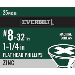 #8-32 x 1-1/4 in. Zinc Plated Phillips Flat Head Machine Screw (25-Pack)