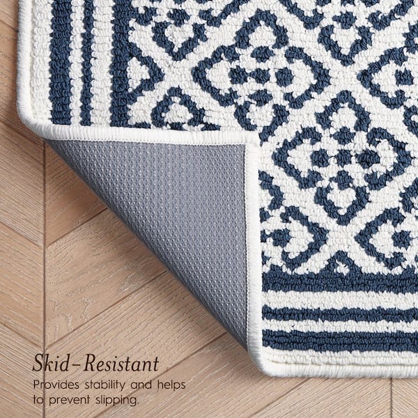 Isla Two-Tone Dusty Navy/Ivory 2 ft. x 4 ft. Tufted Geometric Polypropylene Area Rug