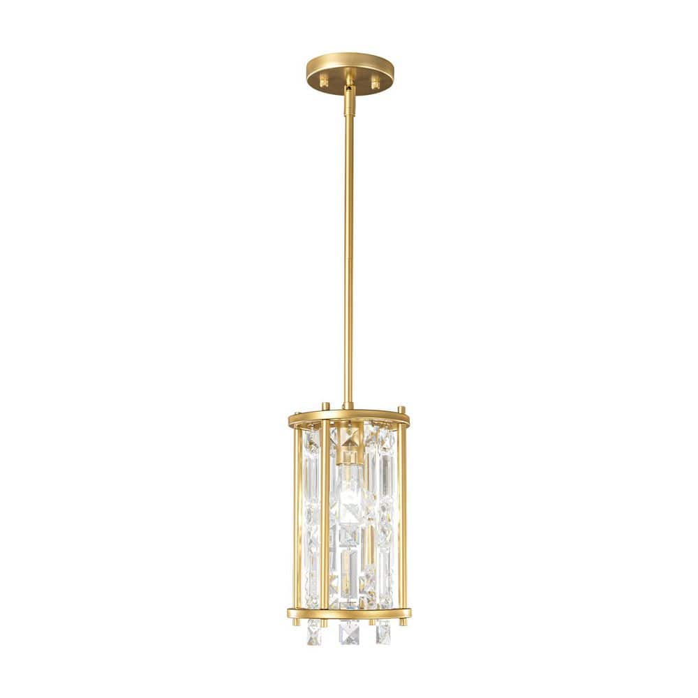 Home Lighting 60W 1-Light Gold Round-6.29in Crystal Square Farmhouse Chandelier Industrial For Dining Room price history on PriceWatchPro