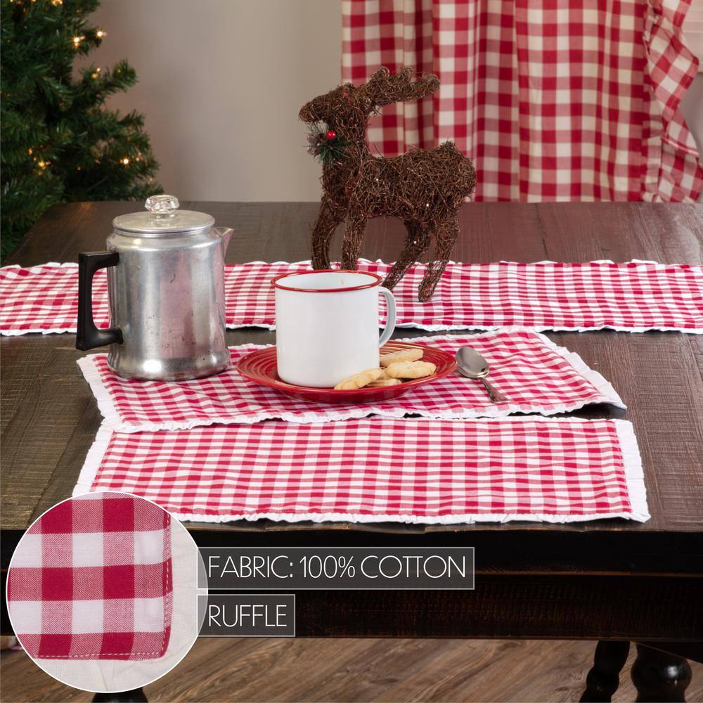 Emmie Red and White Cotton Check Rectangle Placemats Set of 6