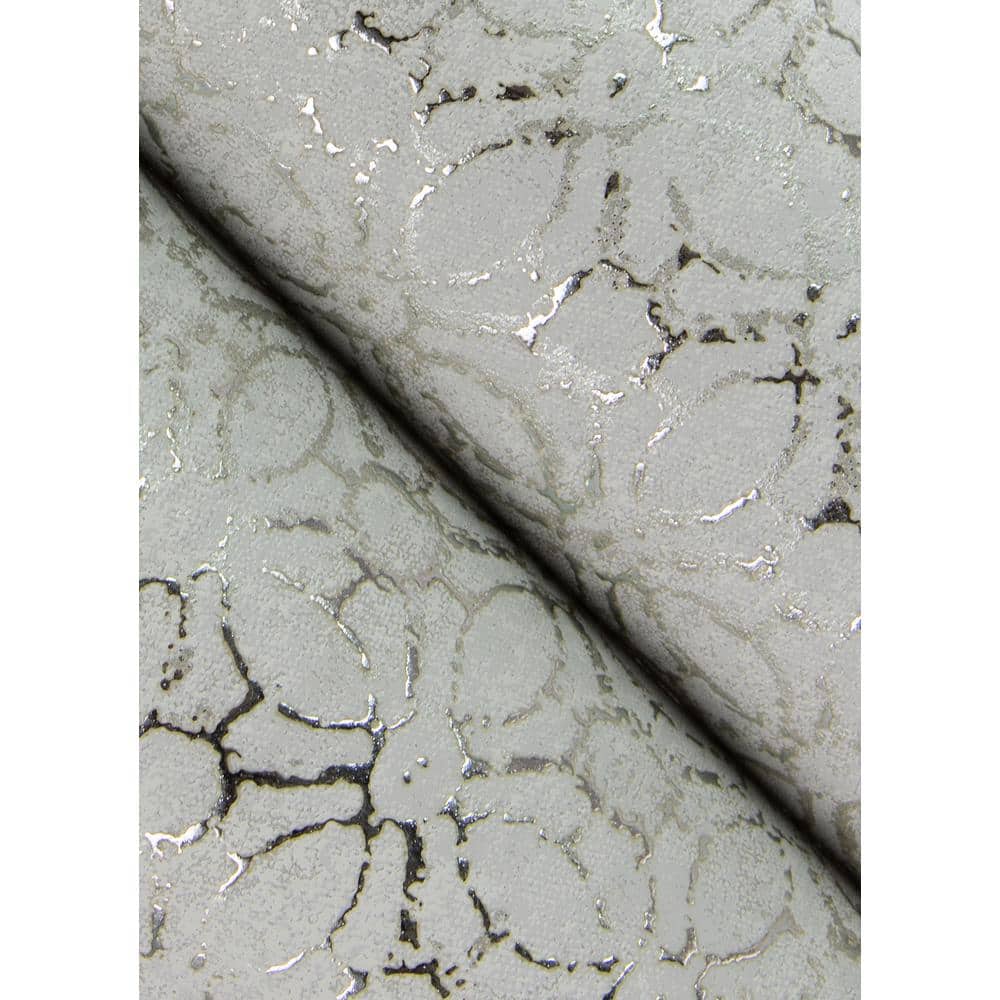 Khauta Sterling Gray Floral Geometric Non-Woven Wallpaper Roll
