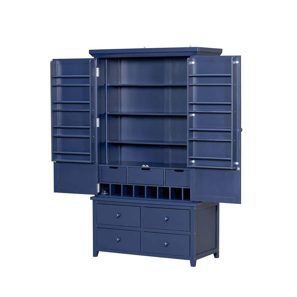 41.3 in. W x 18.7 in. D x 71.1 in. H Bathroom Blue Linen Cabinet