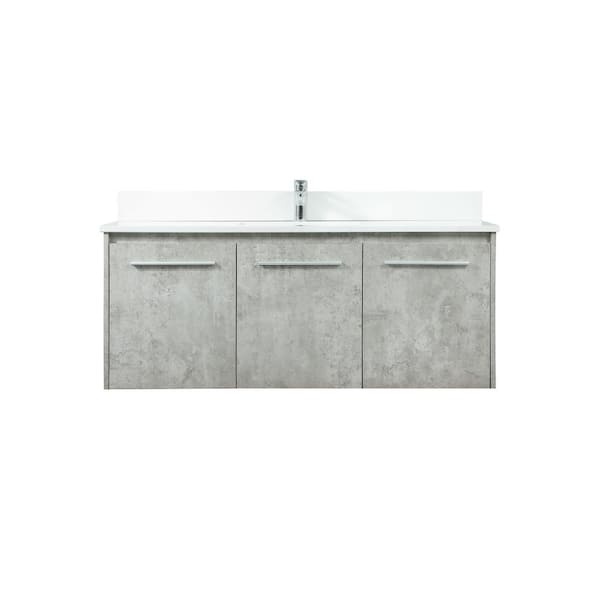 Unbranded Simply Living 48 in. W x 18 in. D x 19.7 in. H Bath Vanity in Concrete Grey with Ivory White Engineered Marble Top
