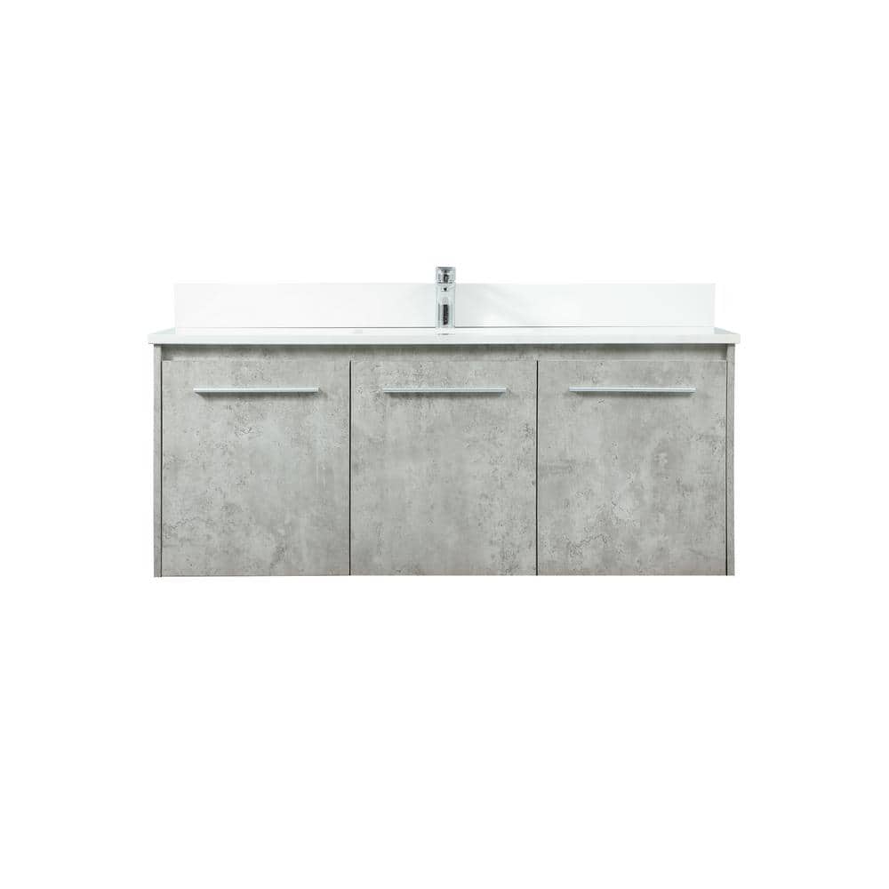 48 in. W Bath Vanity in Concrete Grey with Engineered Stone Vanity Top in I