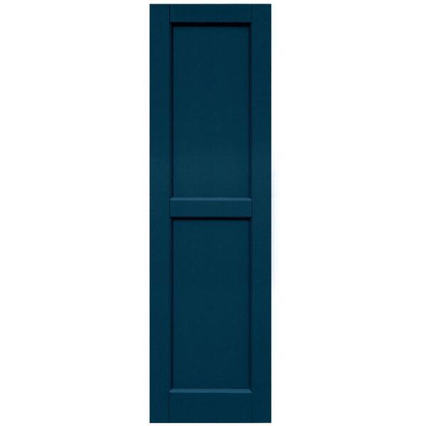 Winworks Wood Composite 15 in. x 52 in. Contemporary Flat Panel Shutters Pair #637 Deep Sea Blue