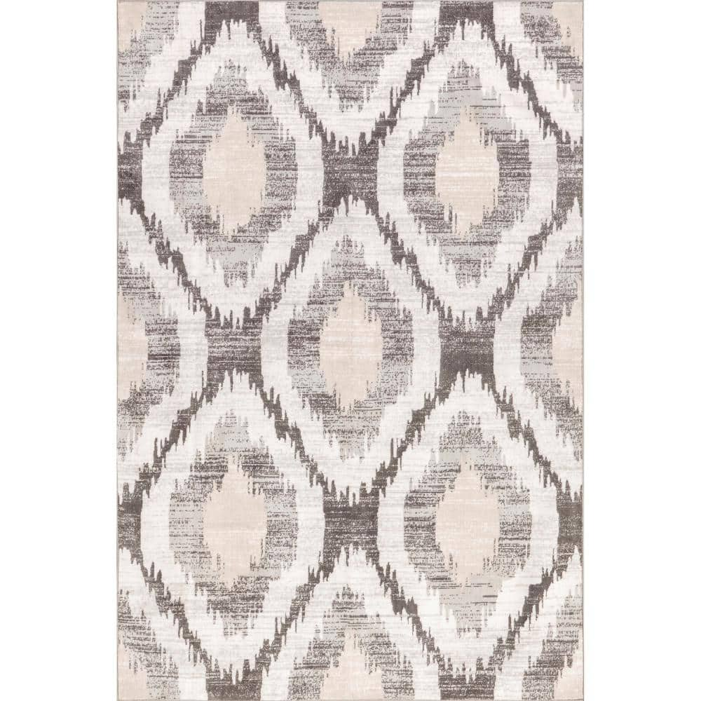 nuLOOM Eliise Faded Trellis Machine Washable Light Gray 4 ft. x 6 ft. Modern Area Rug