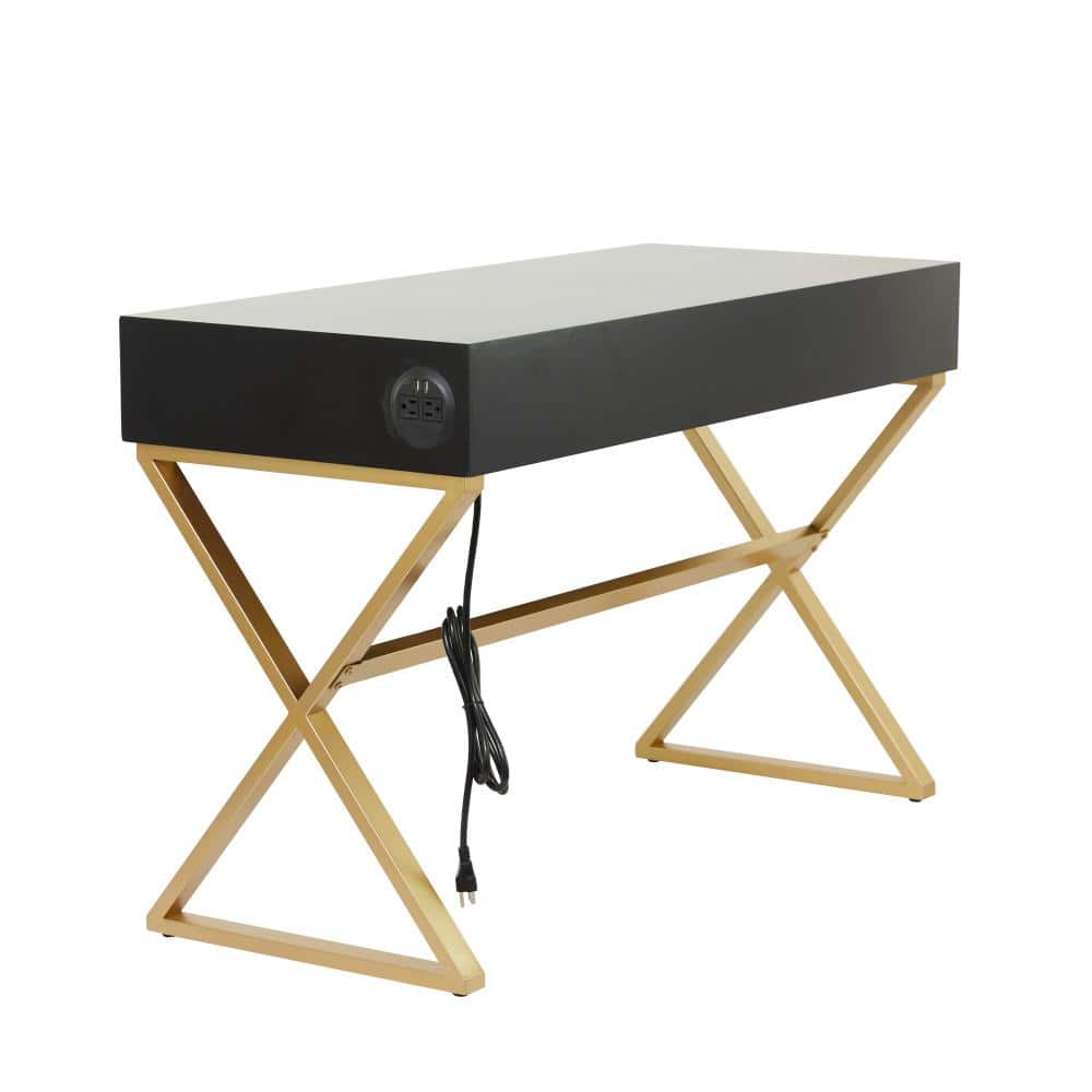 47" Black and Iron Modern Desk with Storage