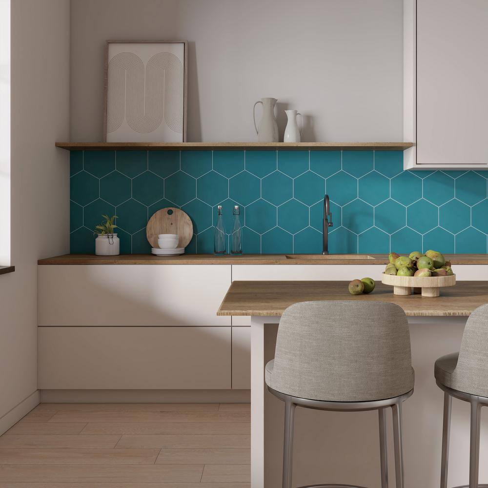 Blue Matte 9x10 Hexagon Porcelain Tile
