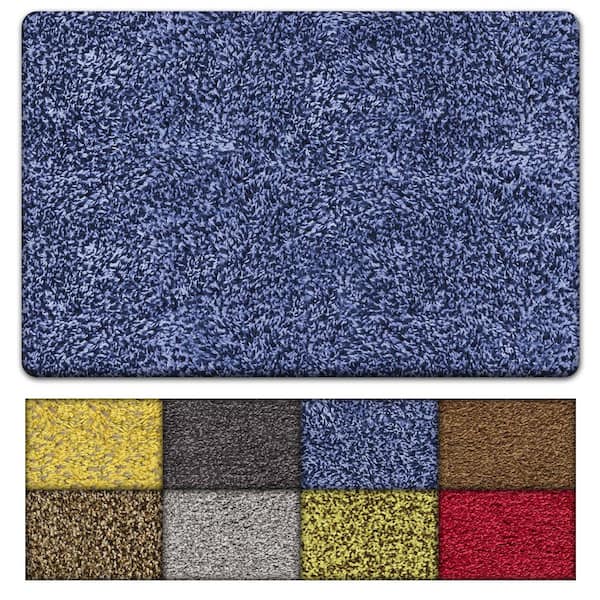 Kaluns Solid Front Doormat, Super Absorbent. 24 in X 36 in (Blue)