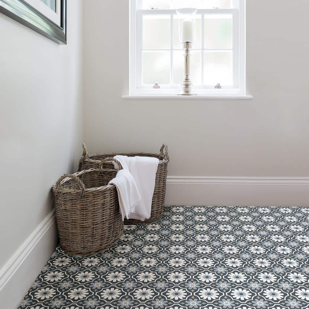 Sevilla Moroccan Slate and White Peel & Stick Vinyl Floor Tiles