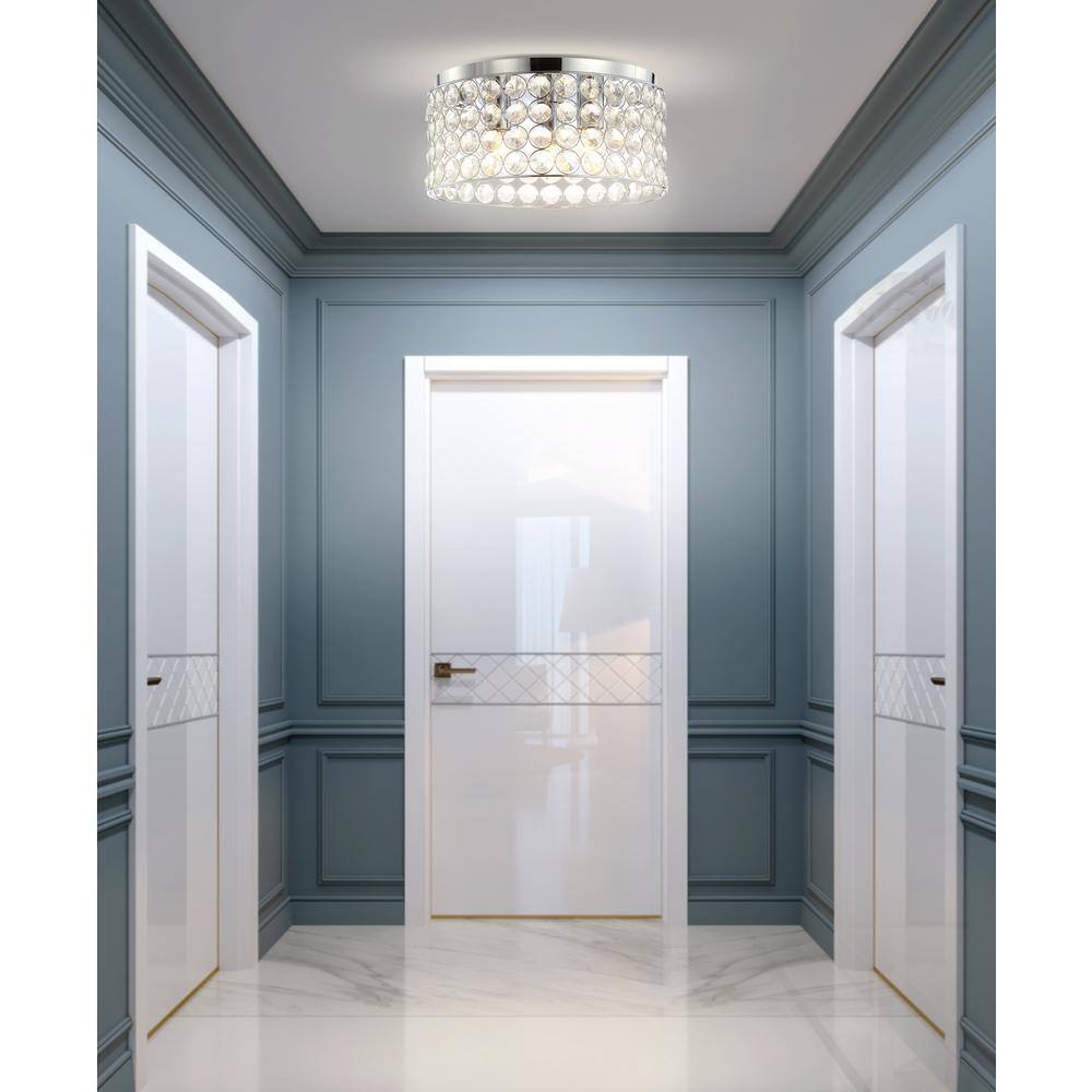 Ellen Crystal Chrome 15" LED Flush Mount Ceiling Light