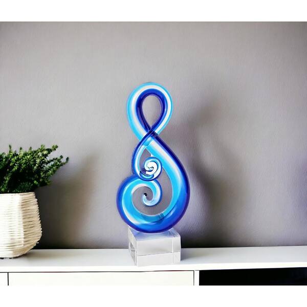 Stylish Light Blue Musical Clef Glass Sculpture Stylish Light Blue Musical Clef Glass Sculpture
