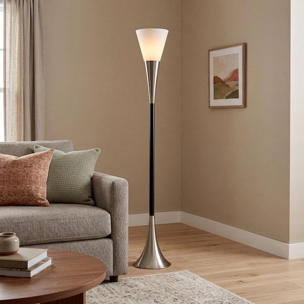 BYBLIGHT Modern 72.8 in. Silver Torchiere Floor Lamp with