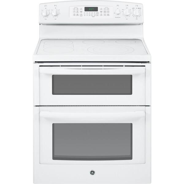 GE 6.6 cu. ft. Double Oven Electric Range with Self-Cleaning Oven and Convection (lower oven) in White