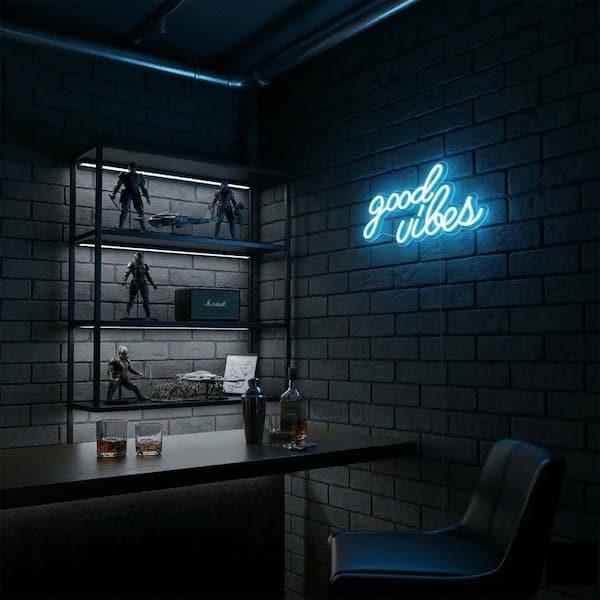 Afoxsos Ice Blue Neon Sign USB Powered AS Series AS Bottom Plate 