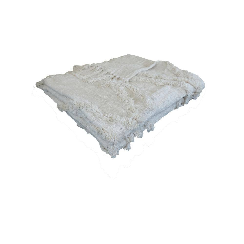 Natural Diamond Tufted Organic Cotton 50" x 60" Throw Blanket