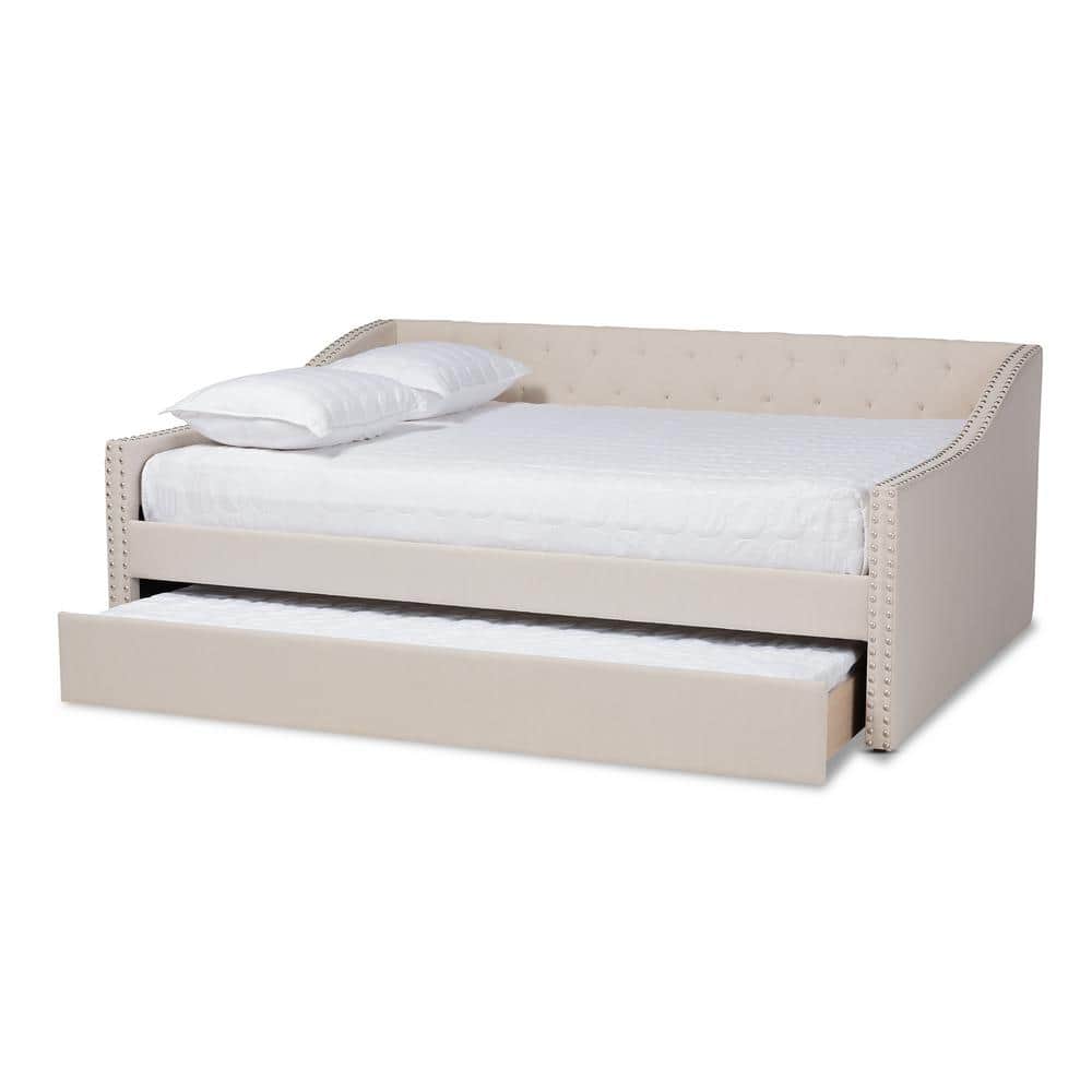 Baxton Studio Haylie Beige Queen Trundle Daybed 158-9679-HD - The Home ...