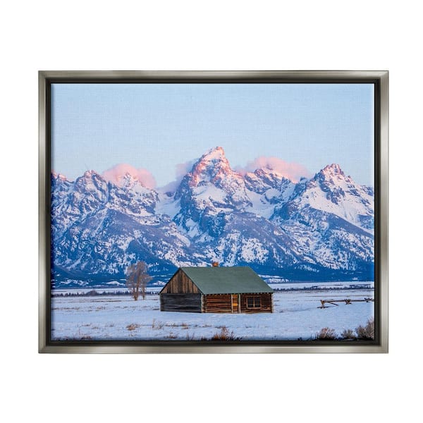 Stupell Industries Winter Snowy Peaks and Cabin by Jared Kreiss 1-Piece Floater Frame Graphic Print Nature Poster Art Print 21 in. x 17 in.
