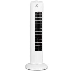 28 in. White Oscillating Tower Fan with 3 Wind Speeds