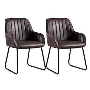 Ajaccio Black Synthetic Leather Midcentury Dining Accent Chair (Set of 2)