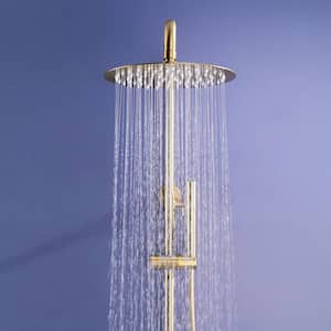 1-Spray Patterns with 1.5 GPM 10 in. Wall Mount Dual Shower Heads with Handheld Shower Head Set in Brushed Gold
