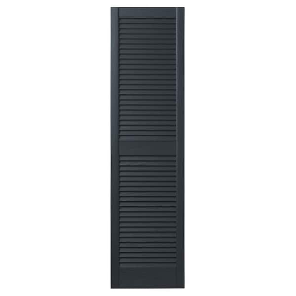 Ply Gem 15 in. x 47 in. Open Louvered Polypropylene Shutters Pair in Dark Spruce