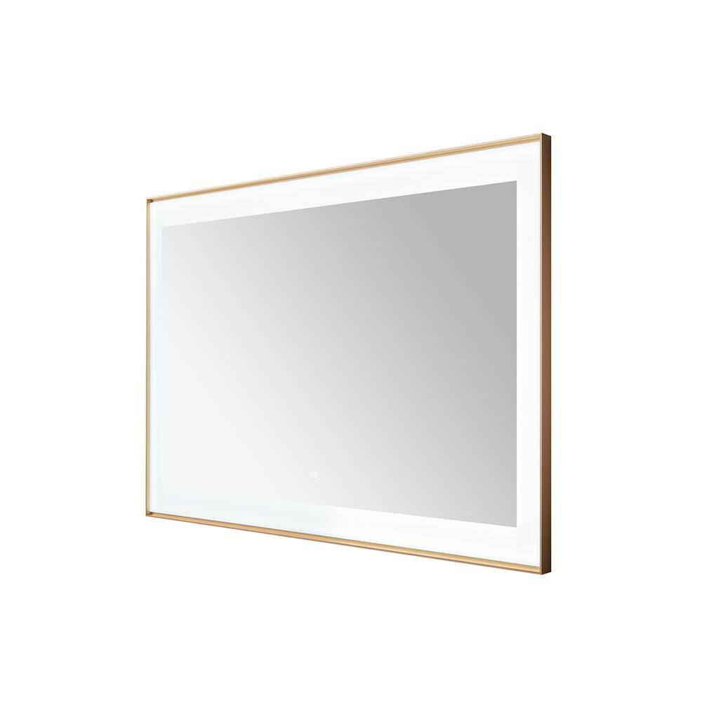 Lexington 48 in. W x 36 in. H Rectangular Framed Wall Mount Bathroom Vanity Mirror in Brushed Gold LED Lighted Defogger price history on PriceWatchPro