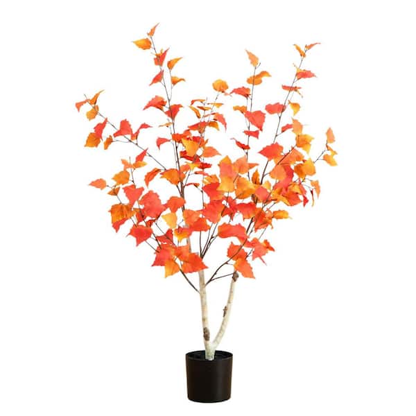 Nearly Natural 3 ft. Autumn Birch Artificial Fall Tree