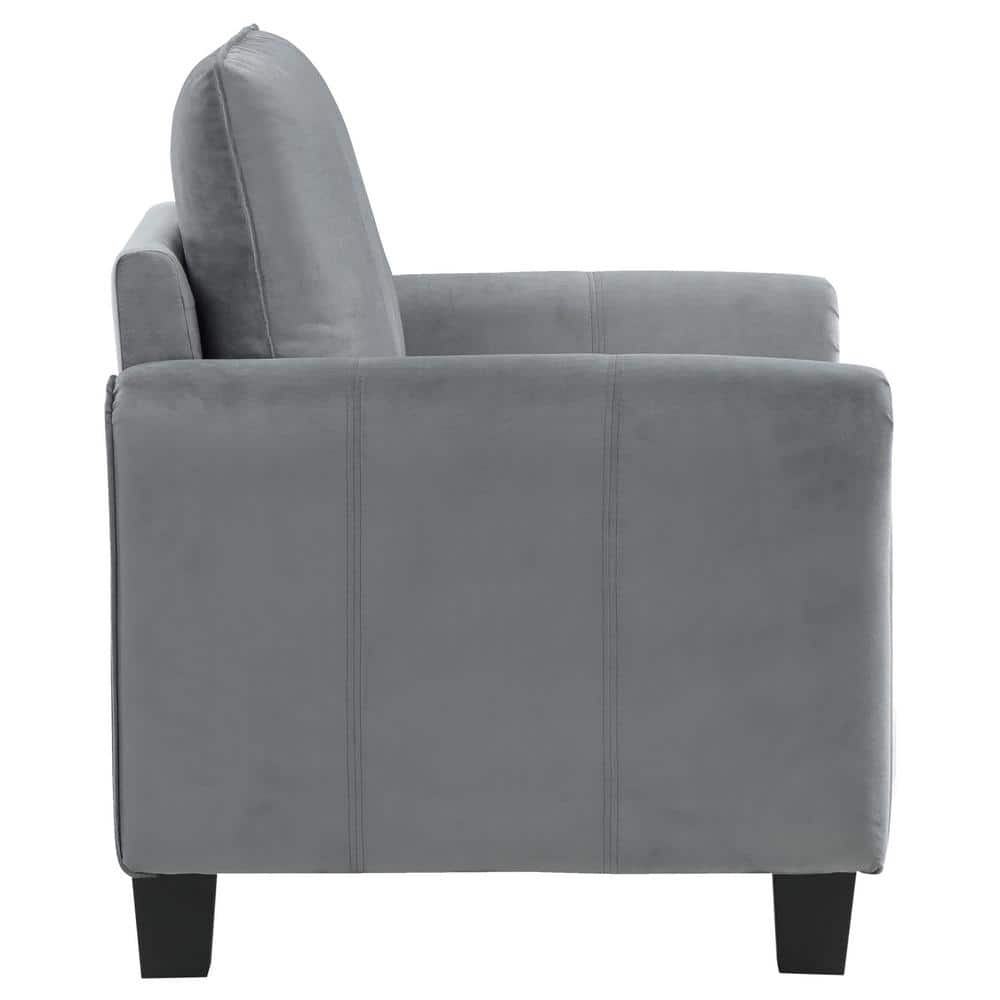 Gray Velvet Traditional Stationary Accent Chair