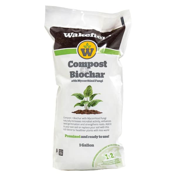 WAKEFIELD Compost + BioChar with Mycorrhizal Fungi Soil Amendment - 1 Gallon Bag