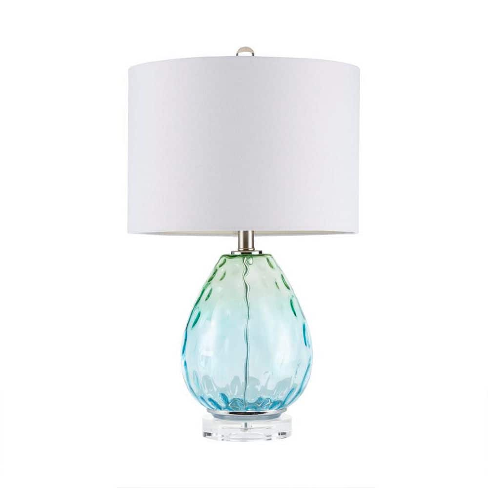 24.25 in. H Ombre Glass Table Lamp with White Linen Shade Task and Reading Blue price history on PriceWatchPro