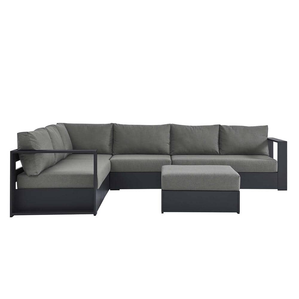 Tahoe Charcoal Aluminum 5-Piece Outdoor Sectional Sofa Set